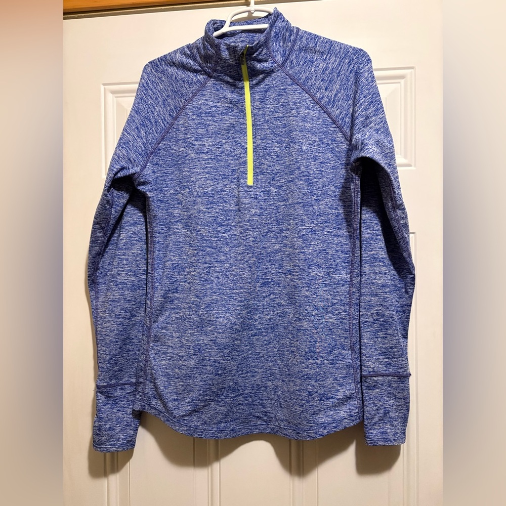 Blue Sweater with Yellow Accent